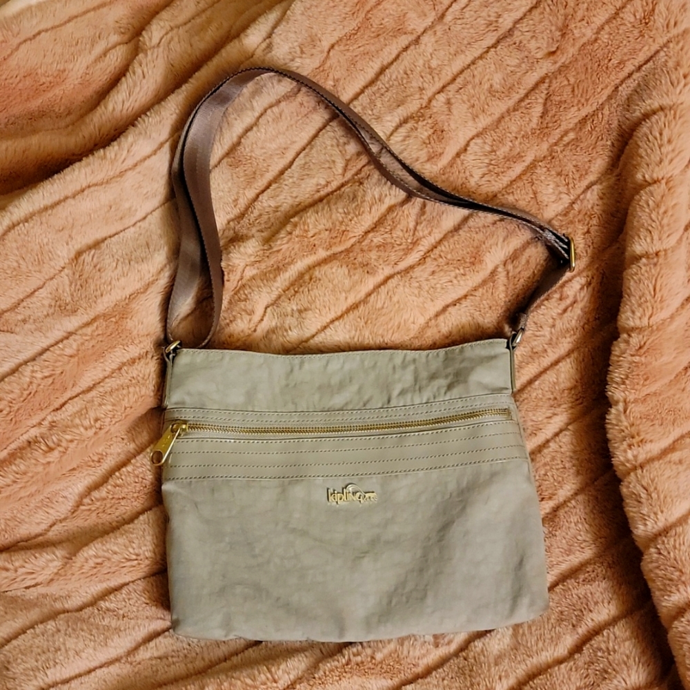 Kipling crossbody messenger bag Taupe /Hot Pink Lining